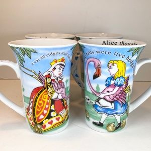 COPY - Alice in Wonderland Cafe Mugs By Paul Cardew Set of 4 Cups Queen 2010 En…